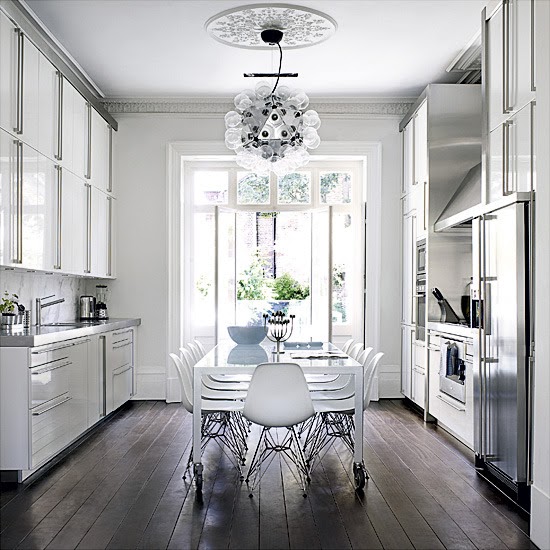 Architecture Media: Luxury Dining Room Idea and Compact Kitchen Design