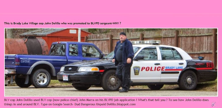 Brady Lake Village cop John Delillo is pals with BLV police chief John Marra !