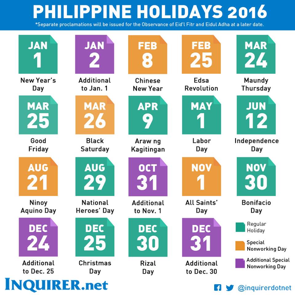 15 de novembro é um feriado das Filipinas?