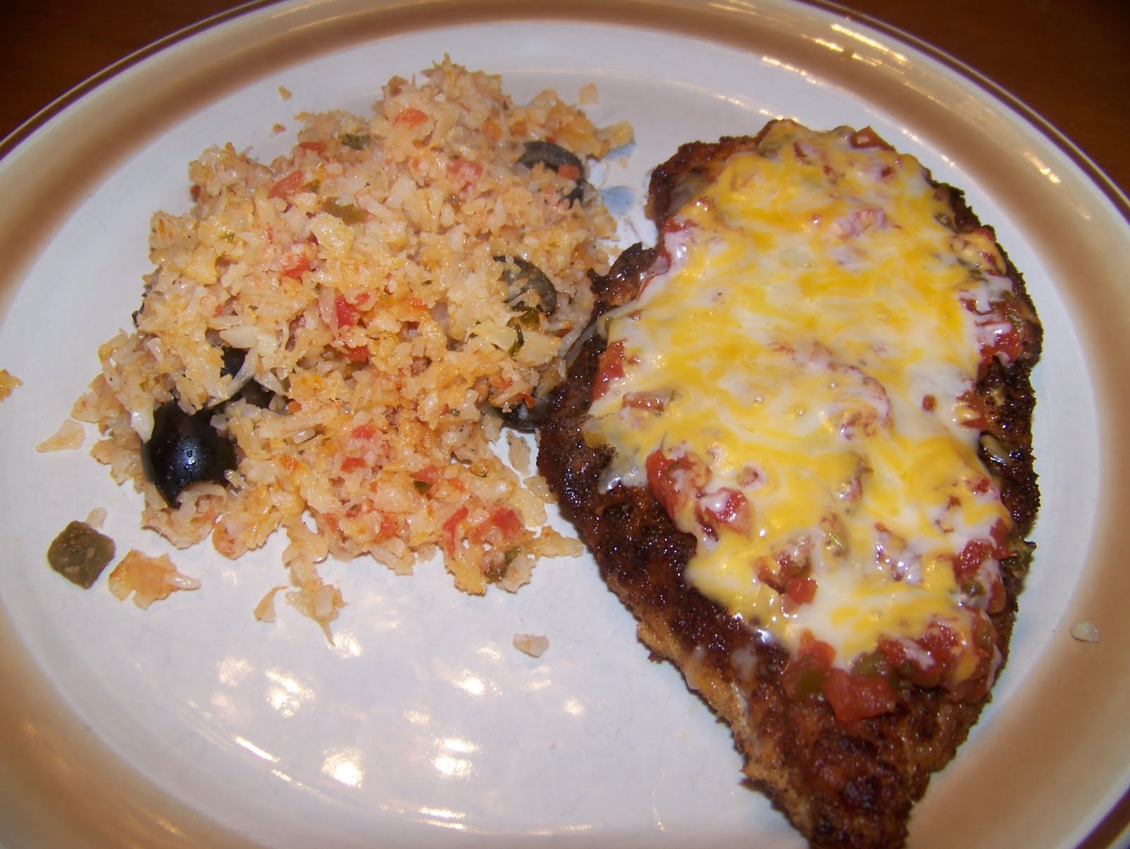 Ginny's Low Carb Kitchen Mexican Fried Chicken Breast and "Rice"