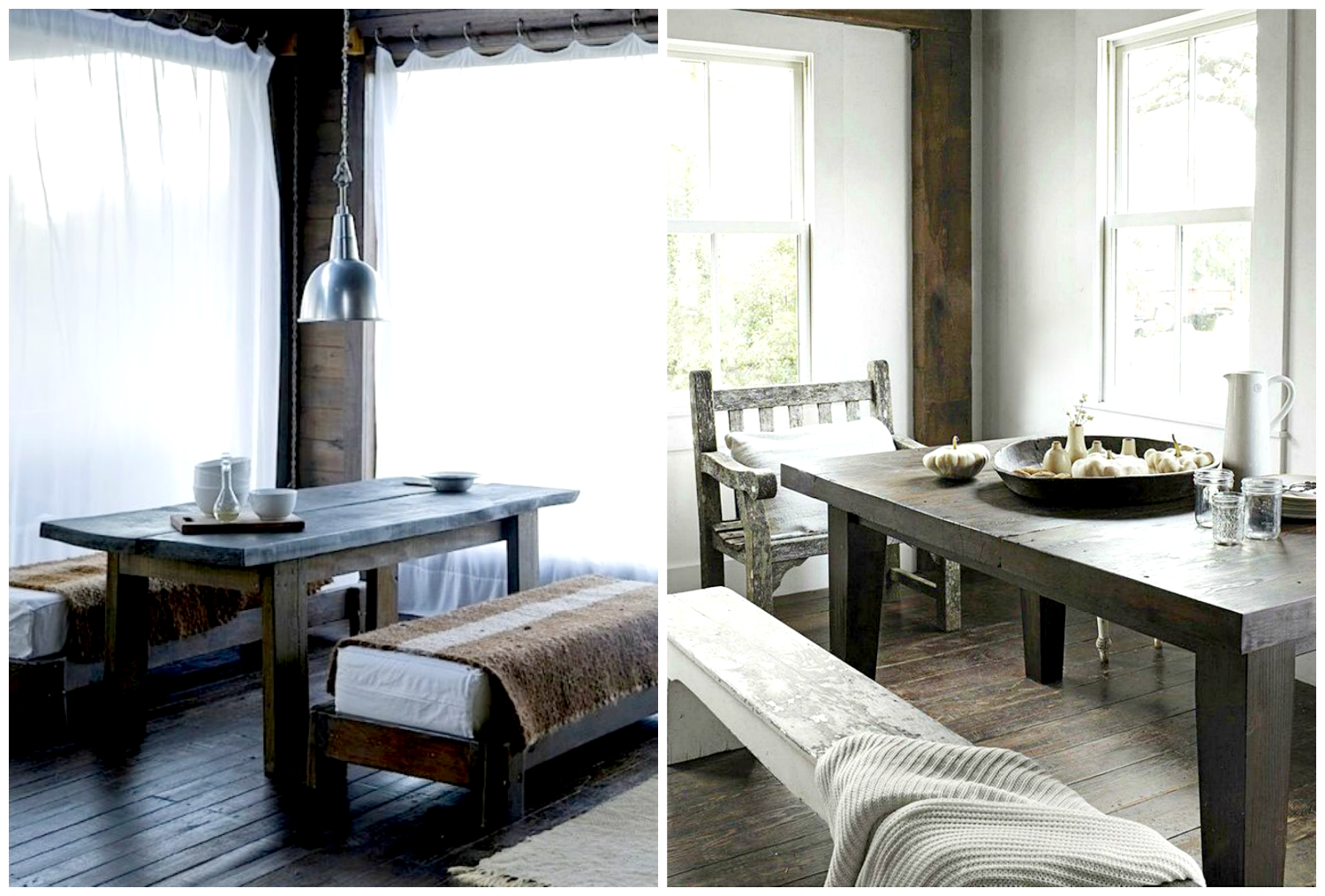 Benches at the dining table instead of chairs. Home Decor Blog. Ławka