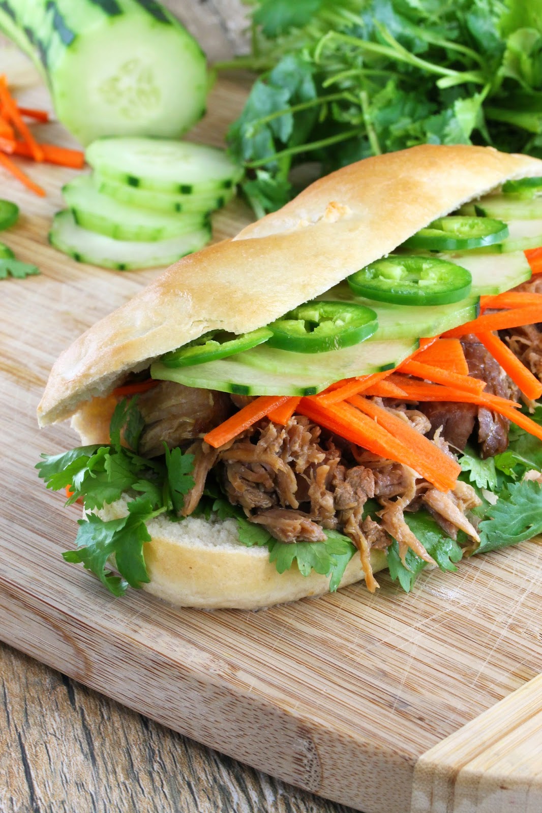 Slow Cooker Vietnamese Banh Mi Sandwich - thestayathomechef.com