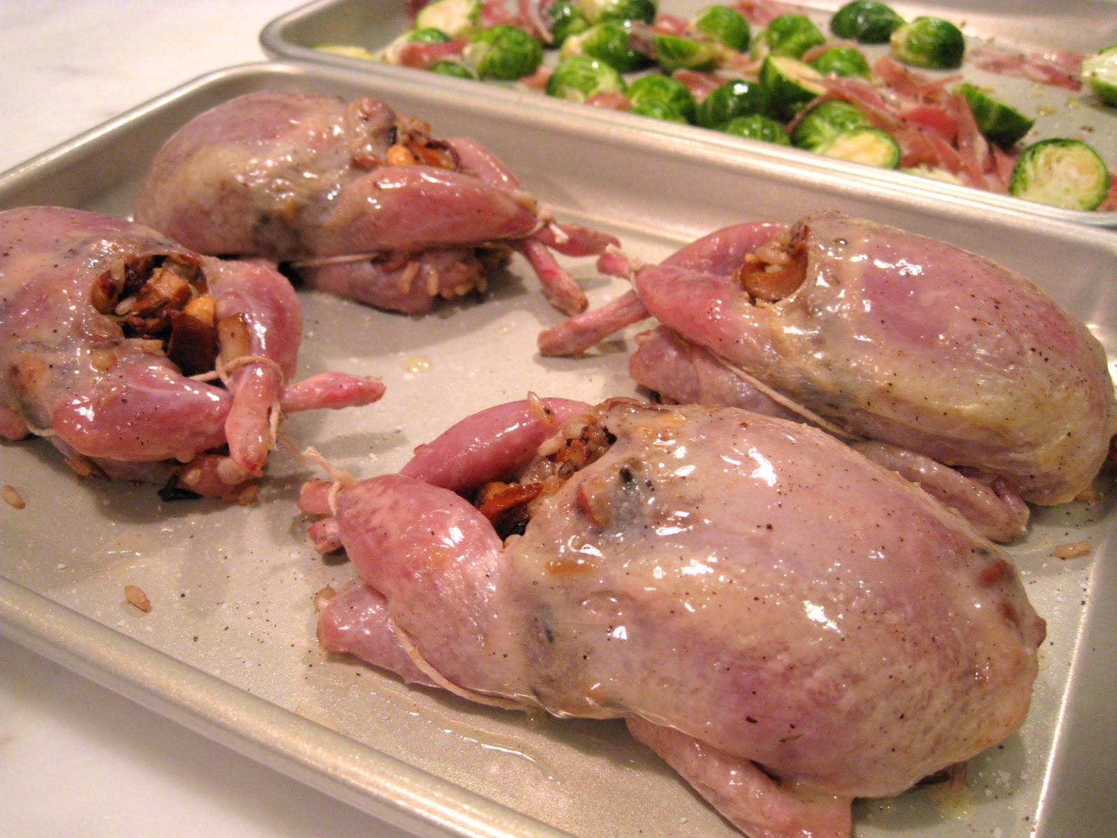 Roasted Quail with Mushroom and Wild Rice Stuffing and Saffron Sauce