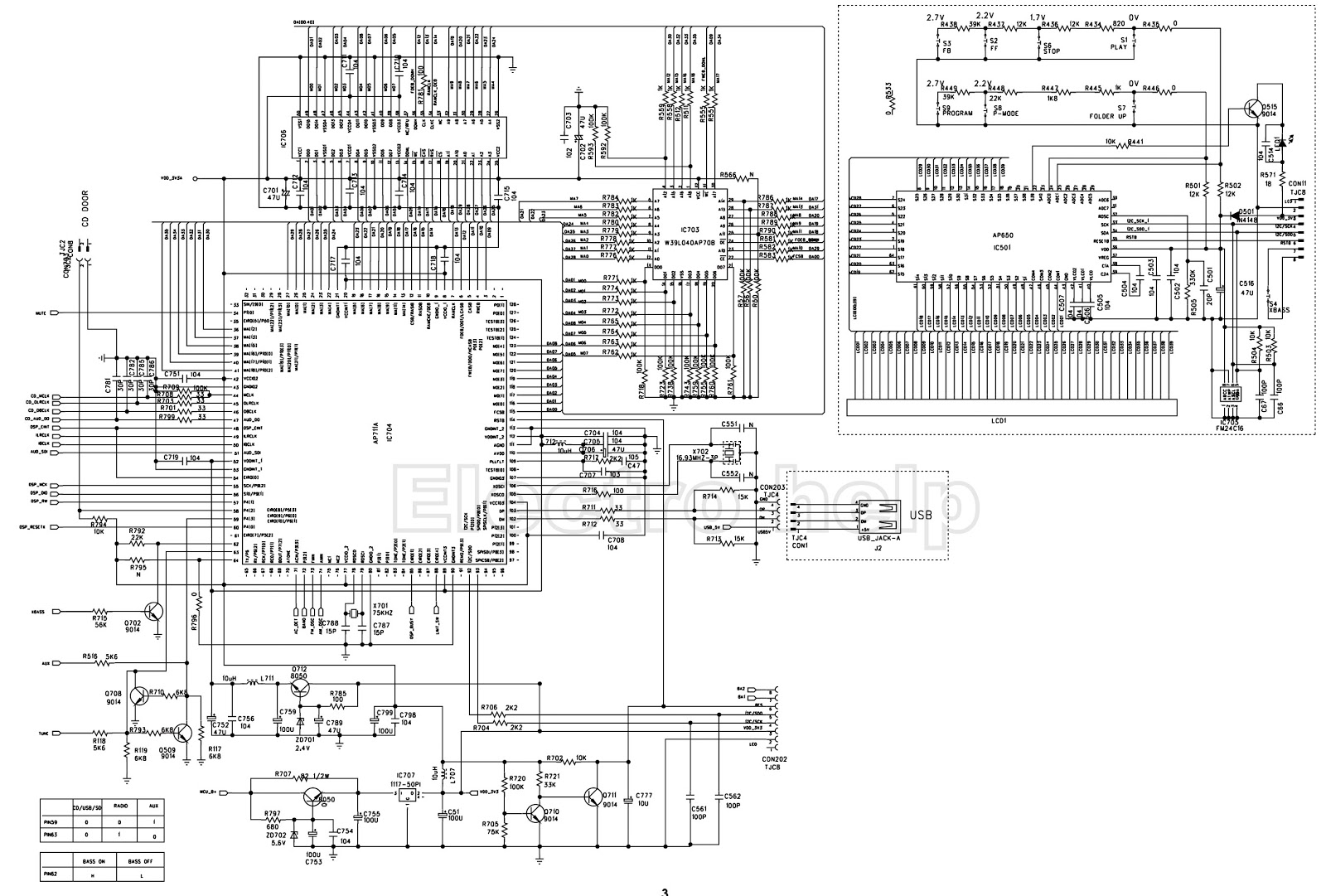 Toshiba TR7052MU+I AM-FM Raido CD-MP3 – Schematic | Electro help