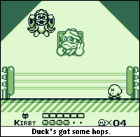 I think the background is supposed to be a wrestling ring. Or a boxing ring. One of those. Problem is, in 2-D, the effect is pretty minimal. Now it just looks like a couple hot dogs impaled by some skewers. Flying V.