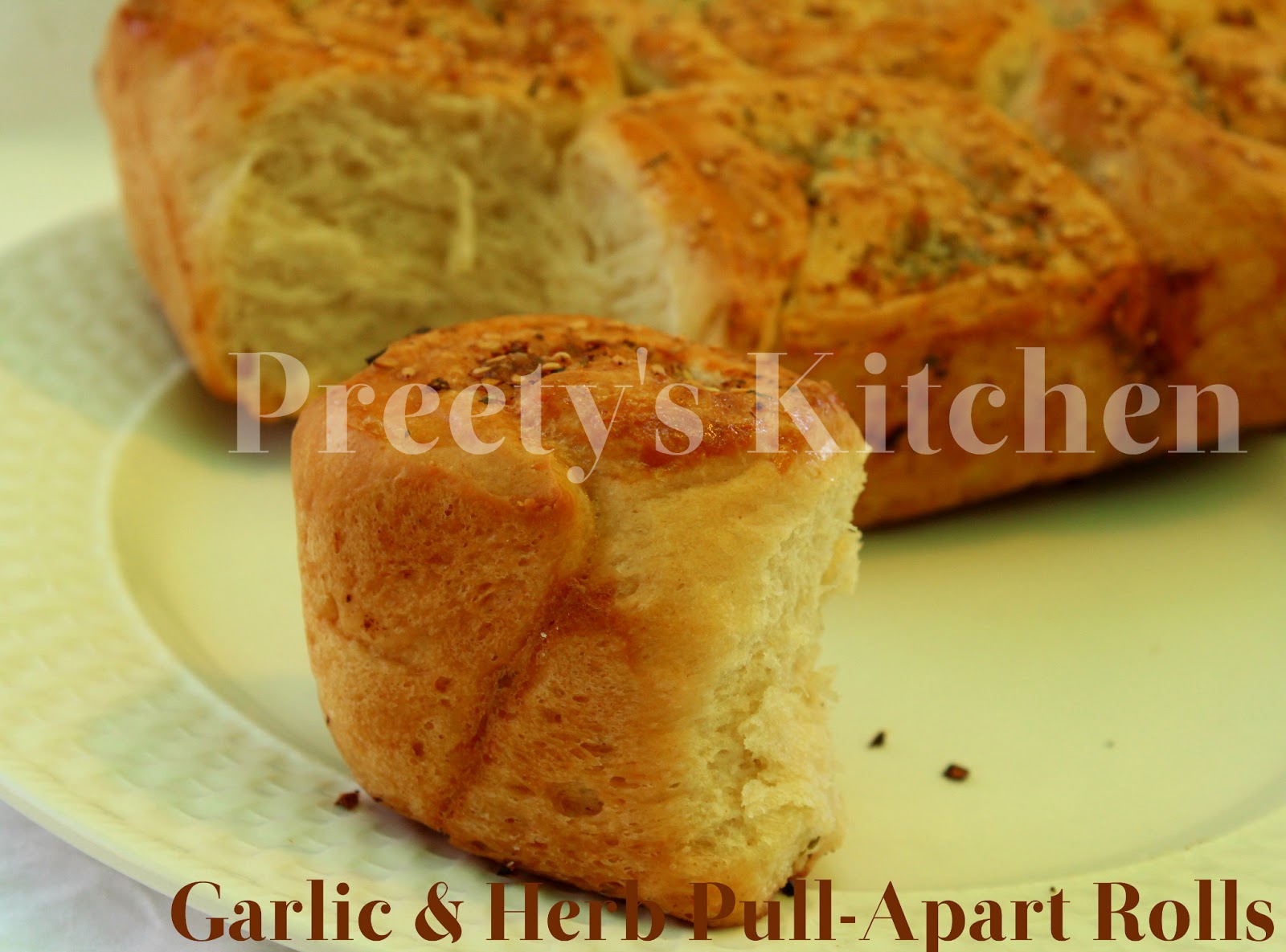 Preety's Kitchen Eggless Garlic & Herb PullApart Rolls Recipe (Step