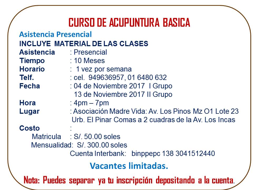 CURSO DE ACUPUNTURA BASICA