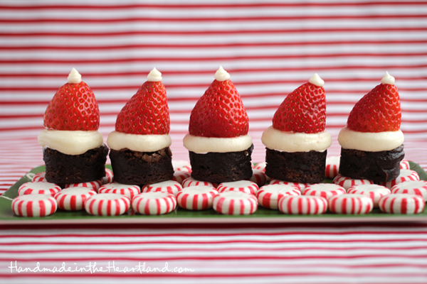 Brownie and Strawberry Santa Hats