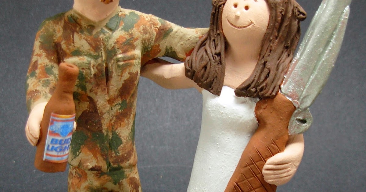 custom wedding cake toppers: Hunting Bride Wedding Cake Topper