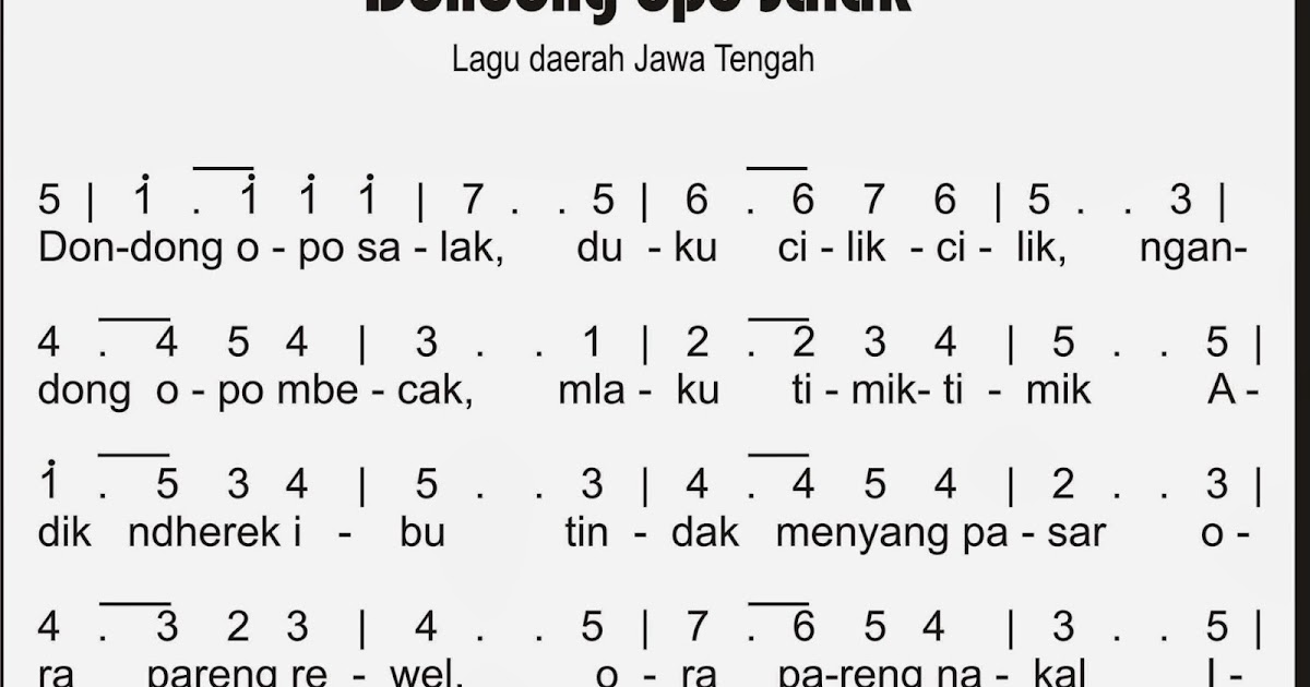The Viro: Notasi Lagu Daerah Jawa Tengah Dondong opo Salak