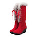 Faux Fur Suede Lace-Up Wedge Boots