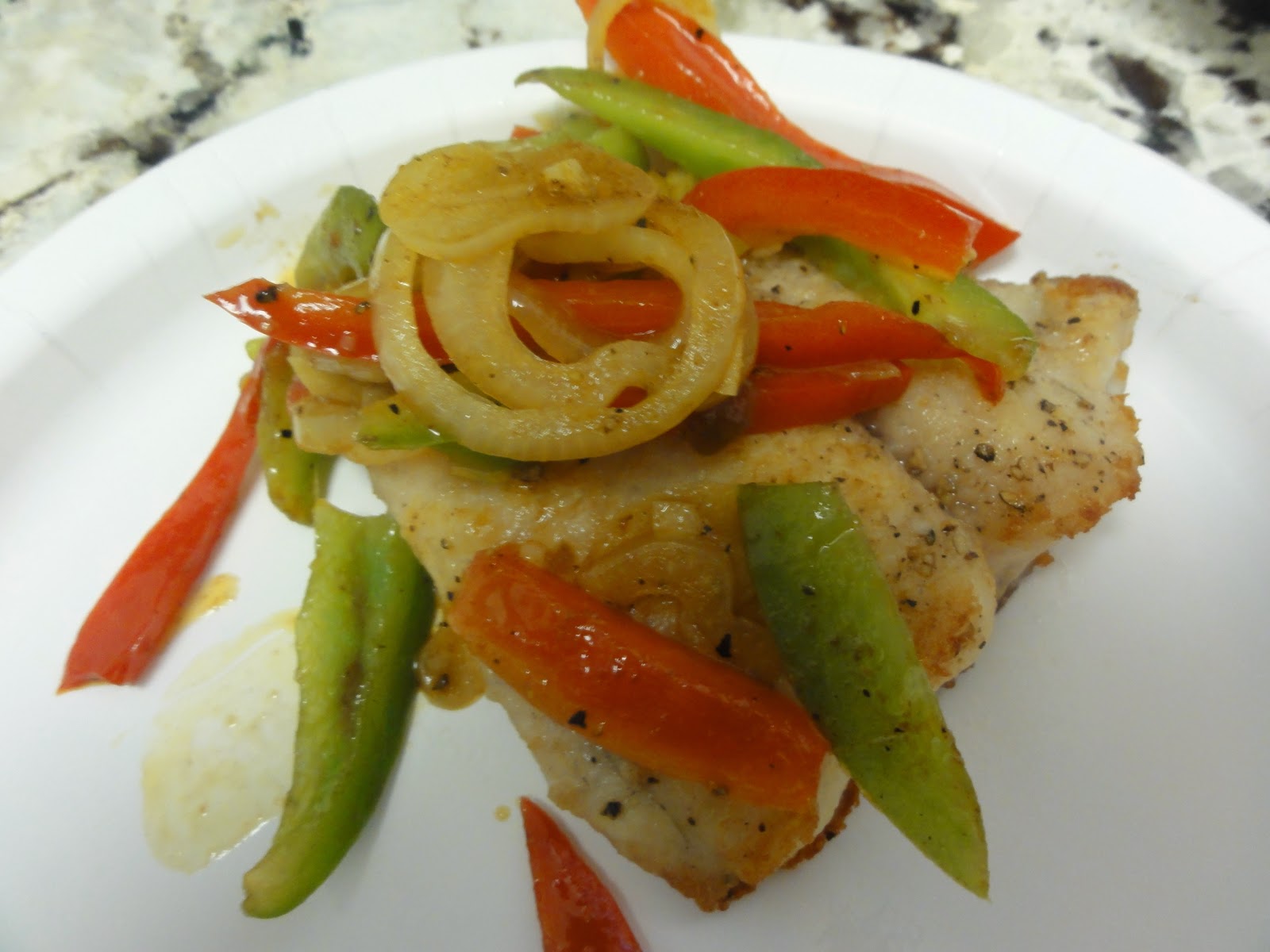 YourVicariousExperience Catfish with Spicy Spinach and Peppers