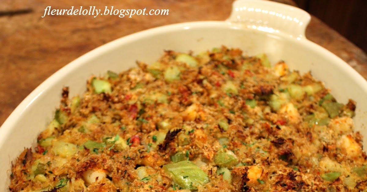 Fleur de Lolly Mirliton, Shrimp and Crabmeat Dressing