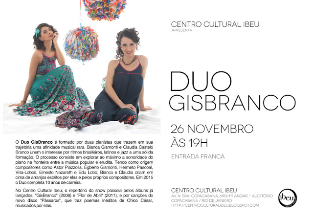 CentroCulturalIbeu DuoGisbranco 26novembro email Próximo Show: DUO GISBRANCO