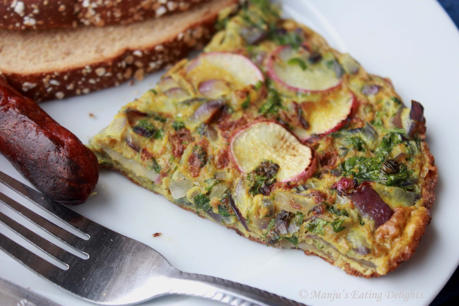 Manju's Eating Delights Spiced Omelette with Red Radishes....for a