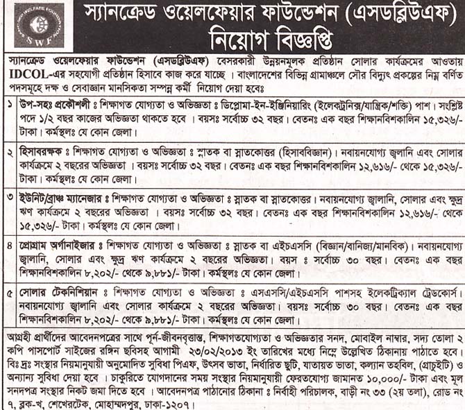 Jobs Barta: Suncred Welfare Foundation Bangladesh Jobs ...