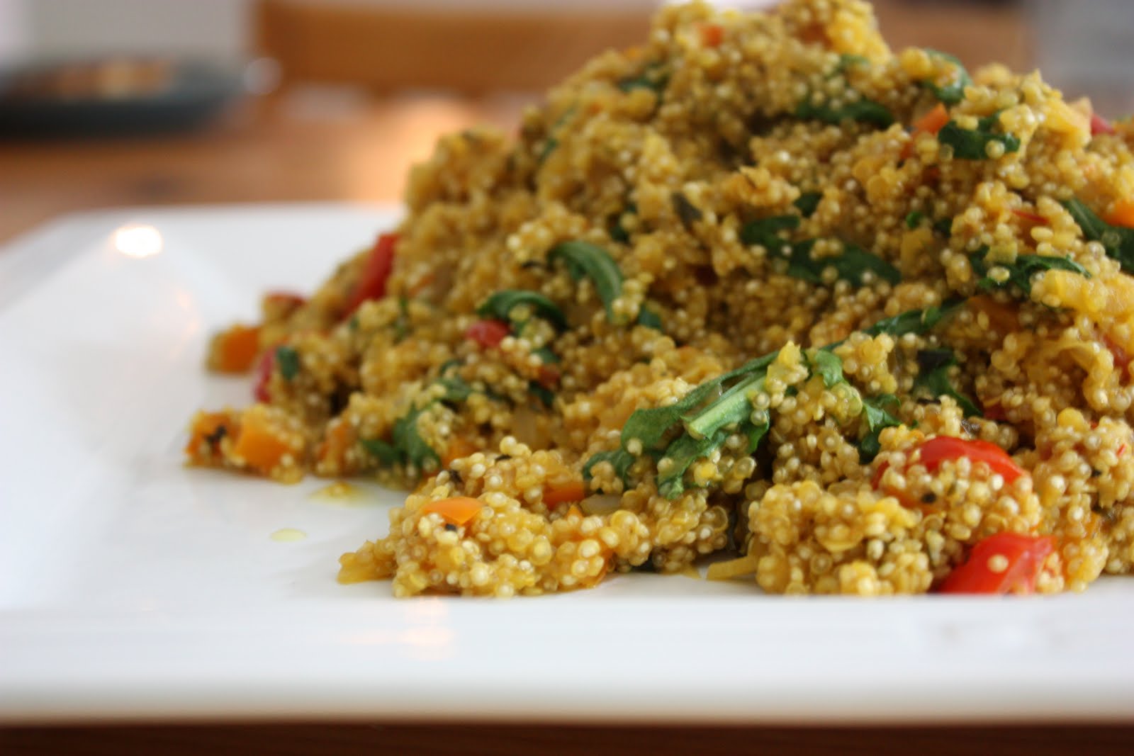 Quinoa with Orange, Spinach & Peppers Our Kitchen Island Chicken