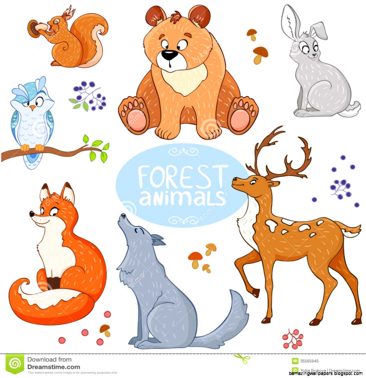 Set Cute Woodland Forest Animals Stock Photos Images Pictures Set Cute Woodland Forest Animals Stock Photos Images Pictures