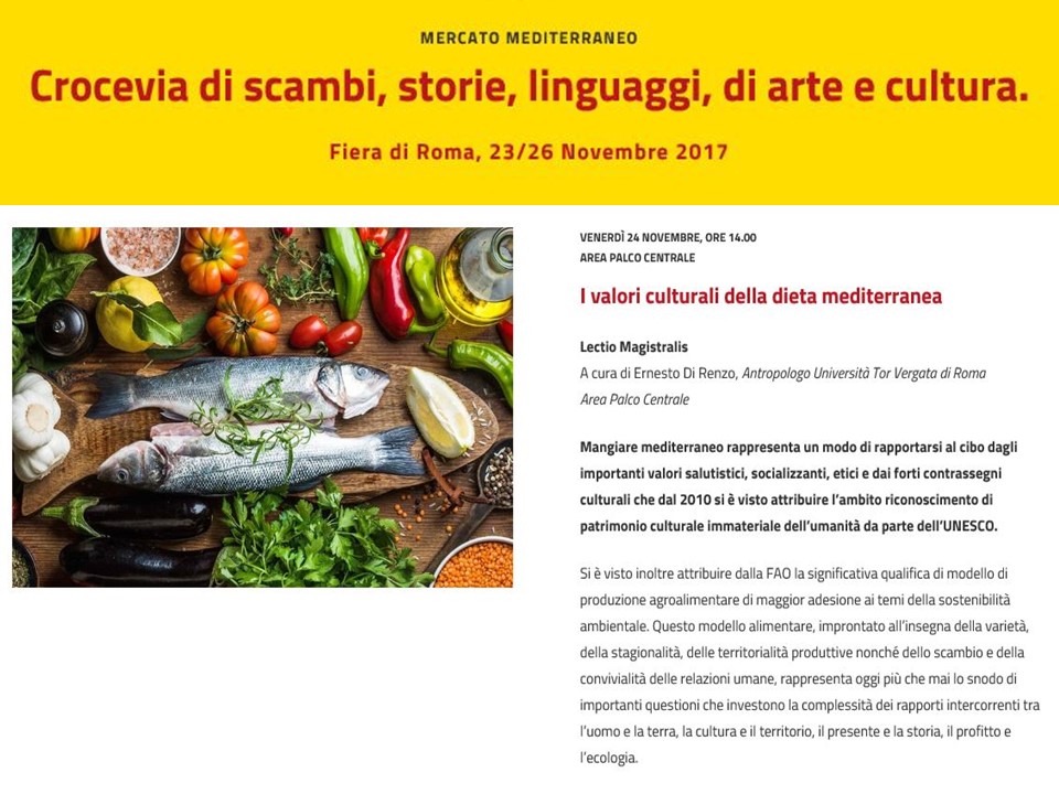 Mercato Mediterraneo. Fiera di Roma 23-26 novembre 2017