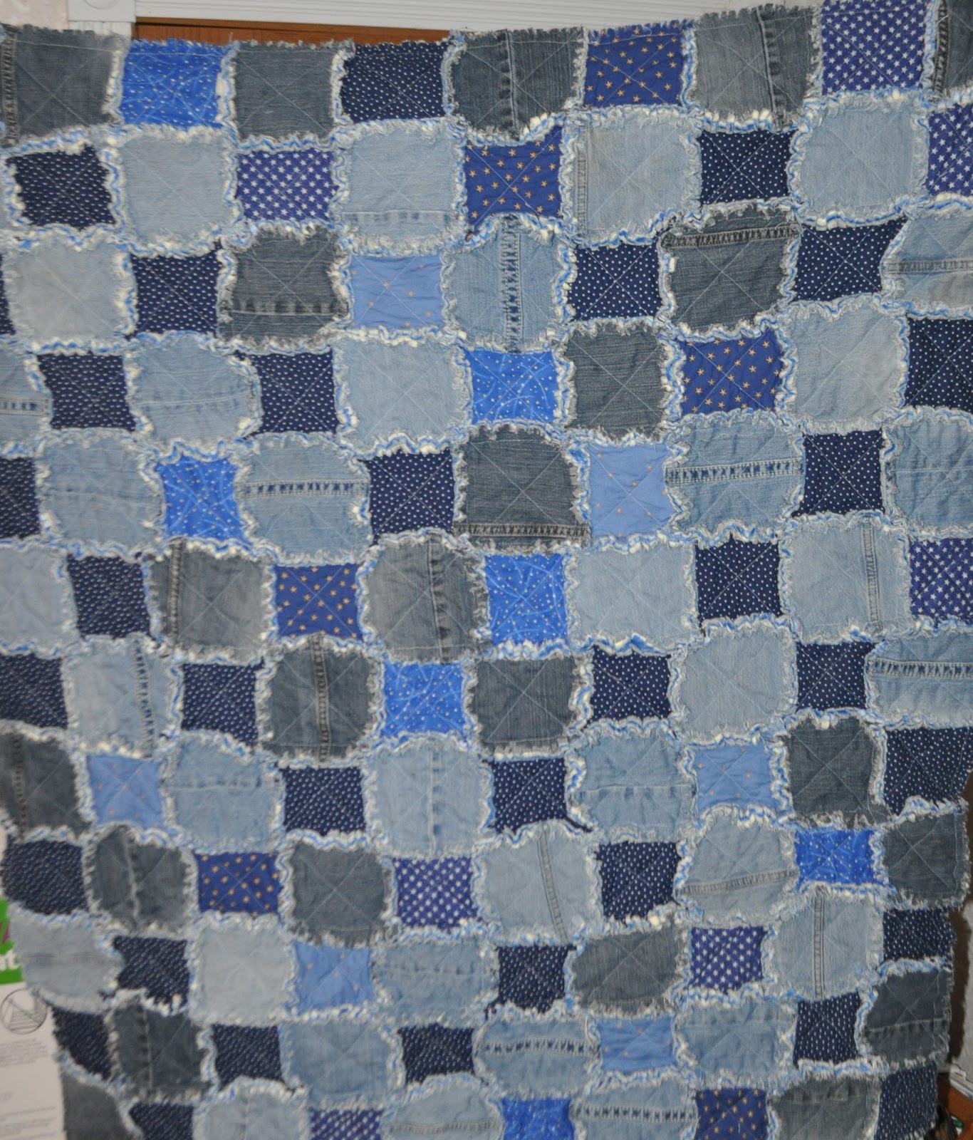 Richard and Tanya Quilts Stars and Jeans Rag Quilt