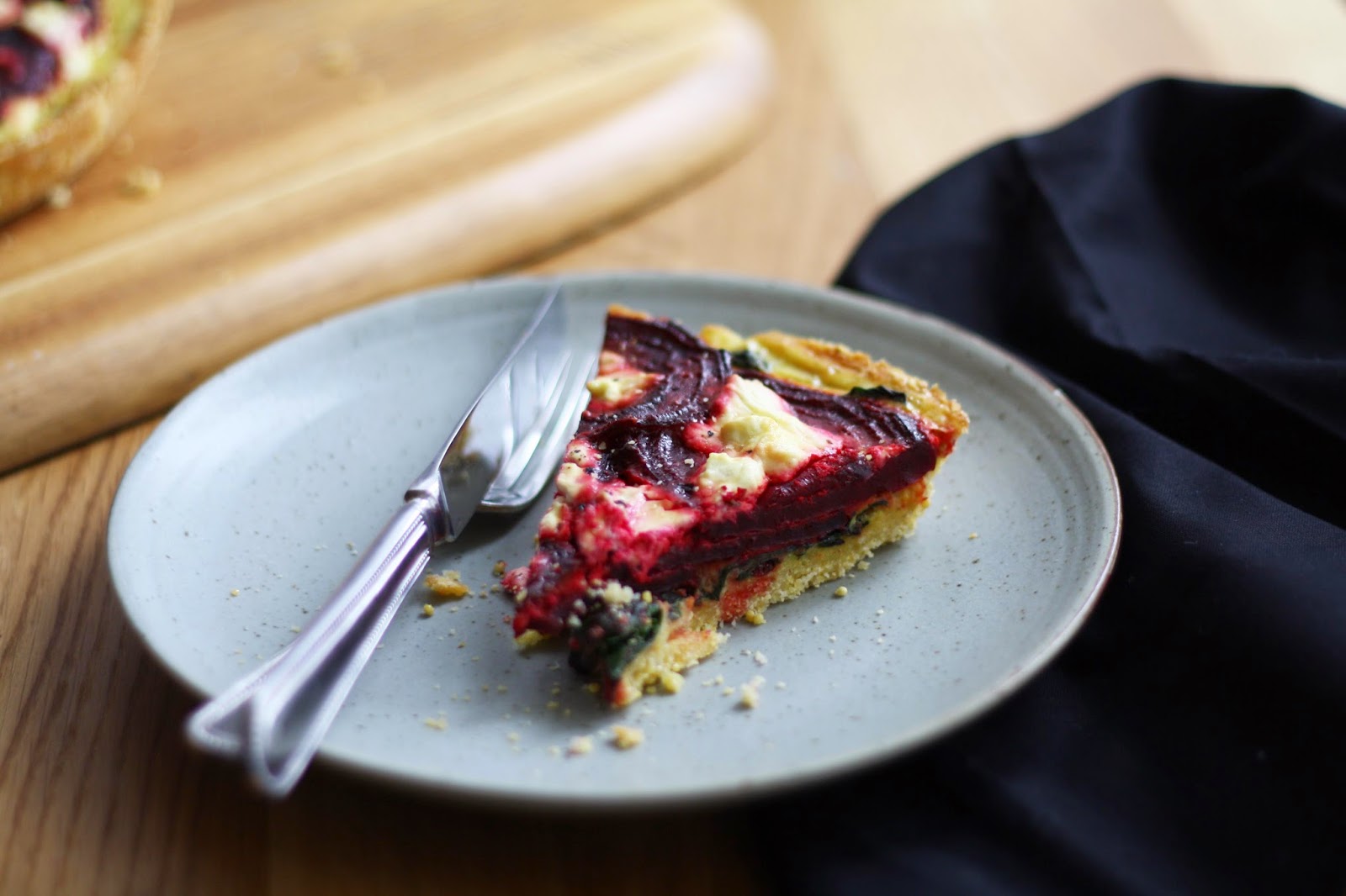 Sevengrams BEET + GOAT CHEESE TART WITH A CORNMEAL MILLET CRUST