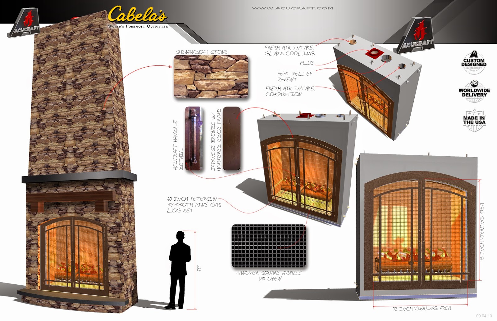 Cabela S Custom Gas Fireplace Designed By Acucraft Fireplaces