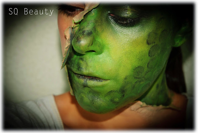 Maquillaje Halloween Media cara reptil Reptile half face makeup Silvia Quiros