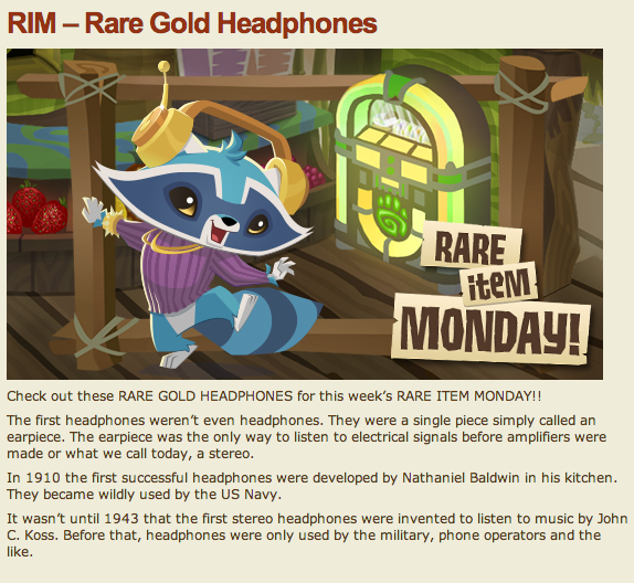 Animal Jam Cloud Rare Golden Headphones
