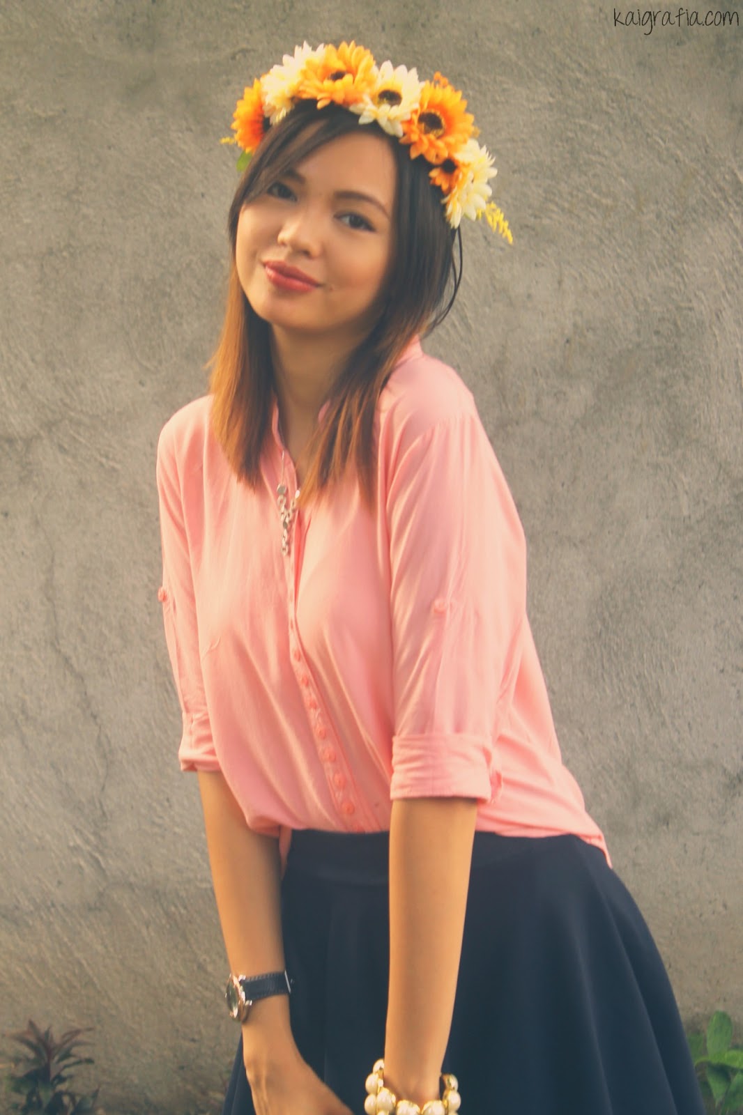 simple outfit of the day peach and flowers
