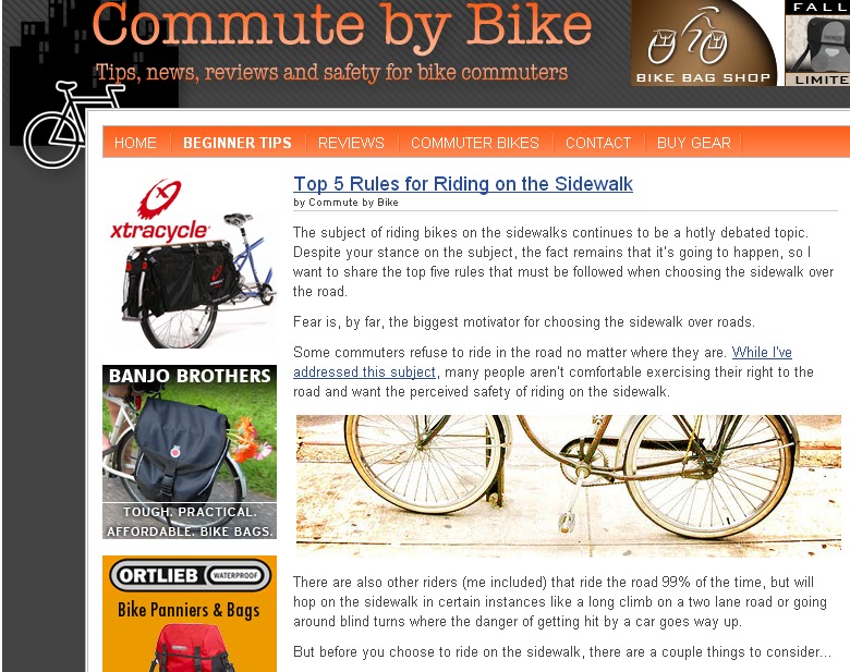 riding bike on sidewalk