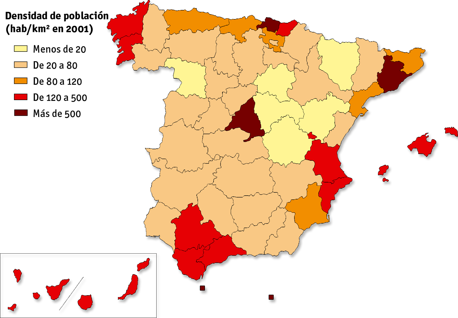 La classe d'ESO TIC 2013 ACTIVITAT 9. DENSITAT DE POBLACIÓ A ESPANYA