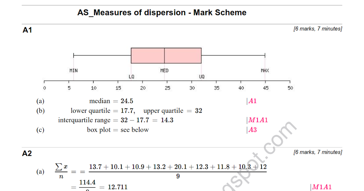 Download & Study: Solution to AS Statistics - Measures of dispersion