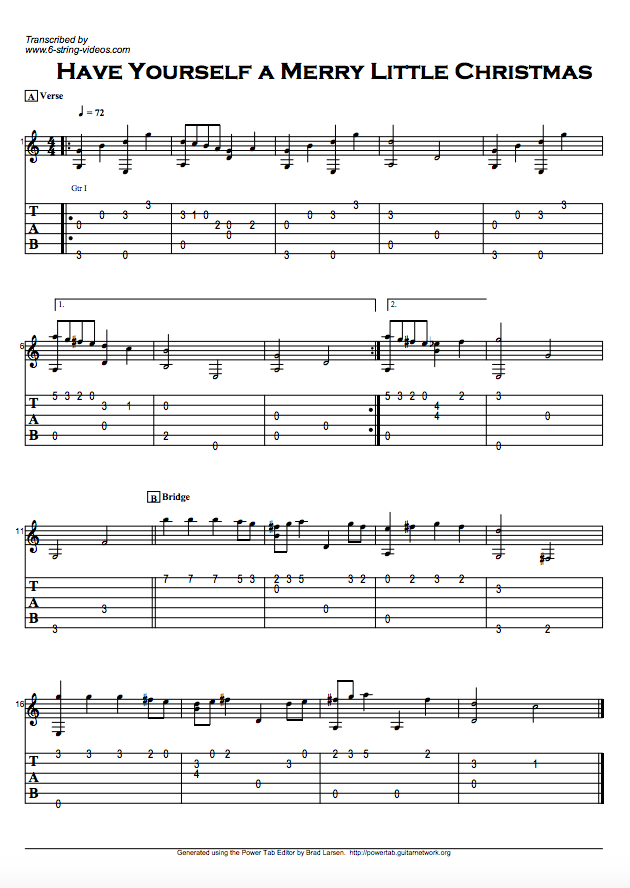 Guitar Tabs: Guitar Tabs For: Have Yourself A Merry Little Christmas