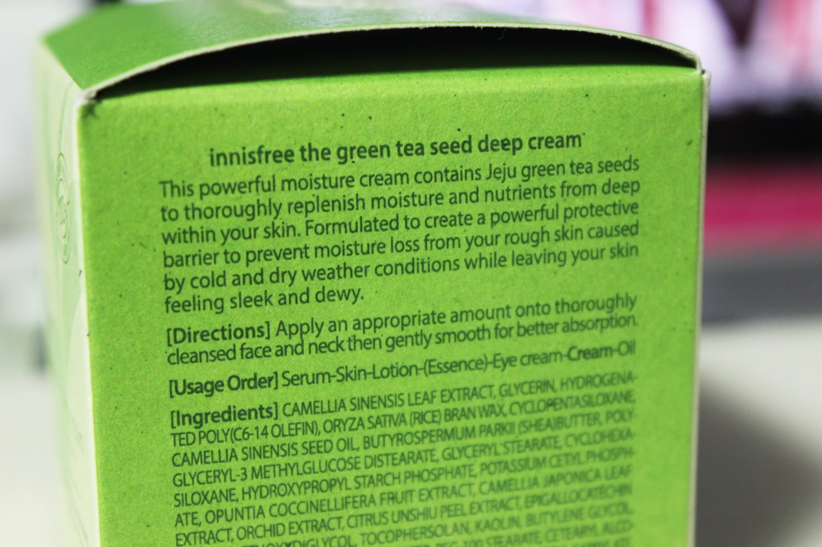 MY SUGARCOFFEE REVIEW Innisfree "The Green Tea Seed" Deep Cream