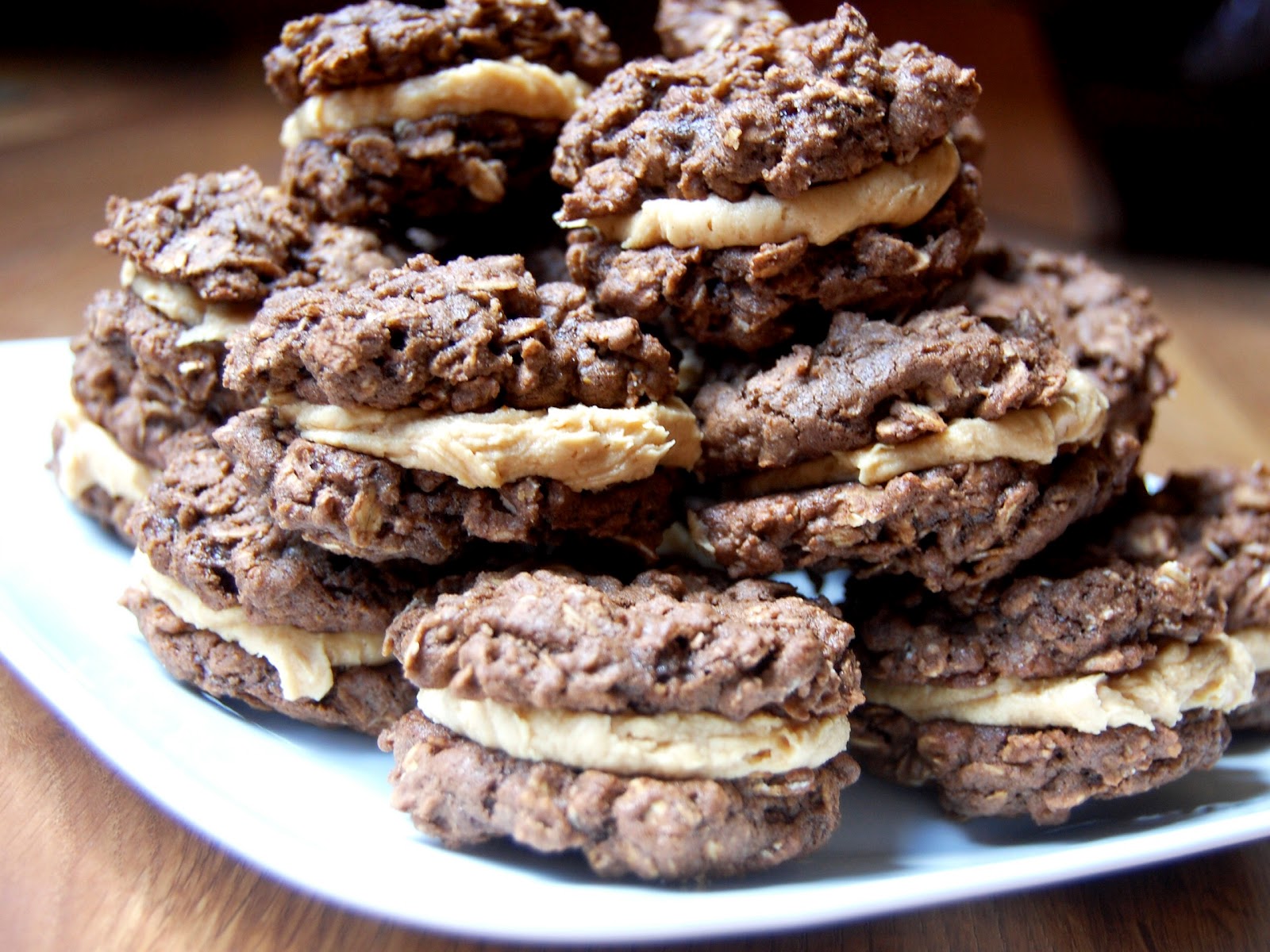 Cassie Craves Chocolate Oatmeal Peanut Butter Sandwich Cookies