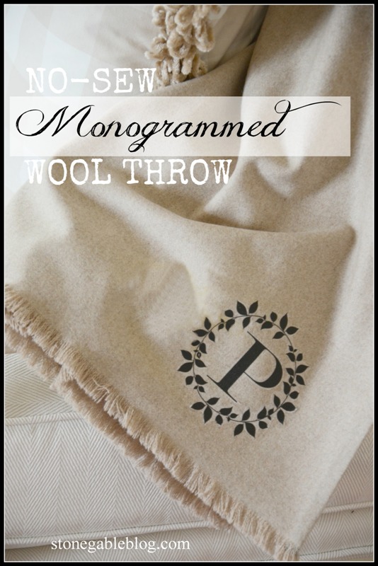 no sew monogrammed wool throw diy stonegable