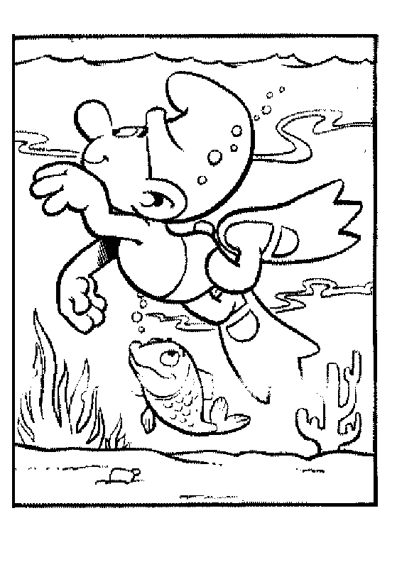Transmissionpress Smurf Swim Coloring Pages