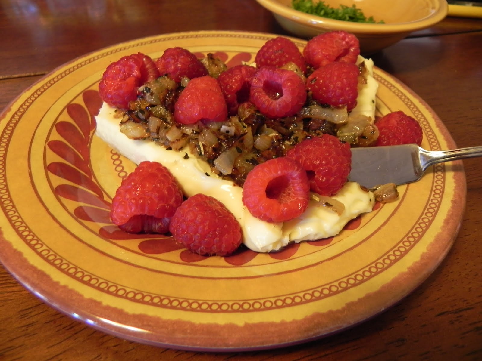 Axiom At Home Brie with Caramelized Onions and Raspberries