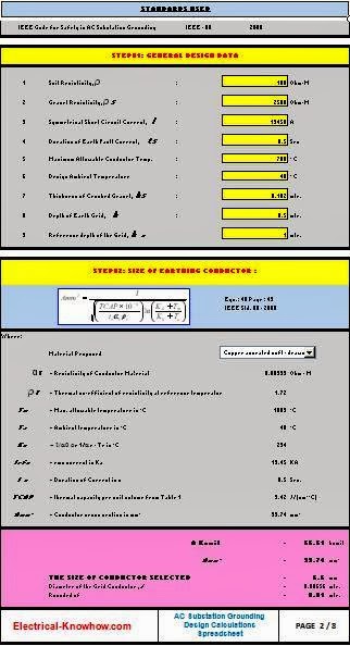 earthing calculation excel sheet