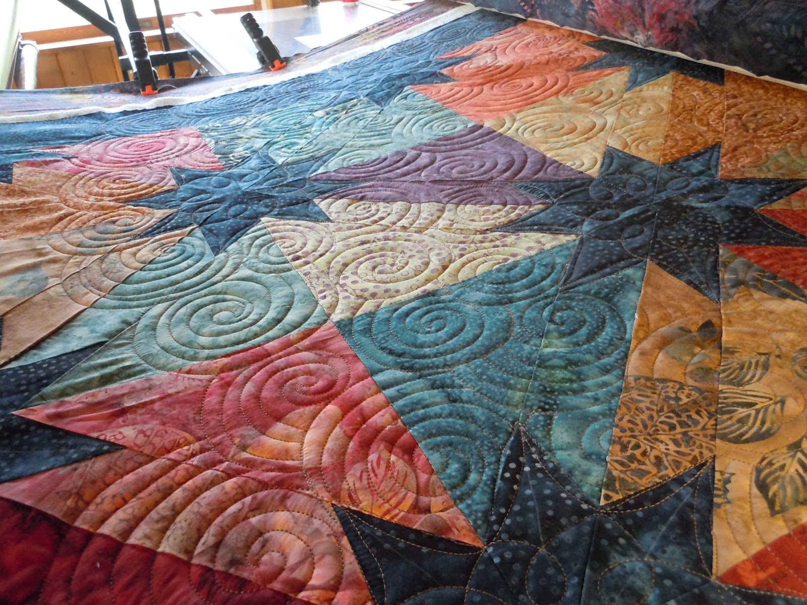 Ruby Blue Quilting Studio Machine Quilting Batik Hunter Star