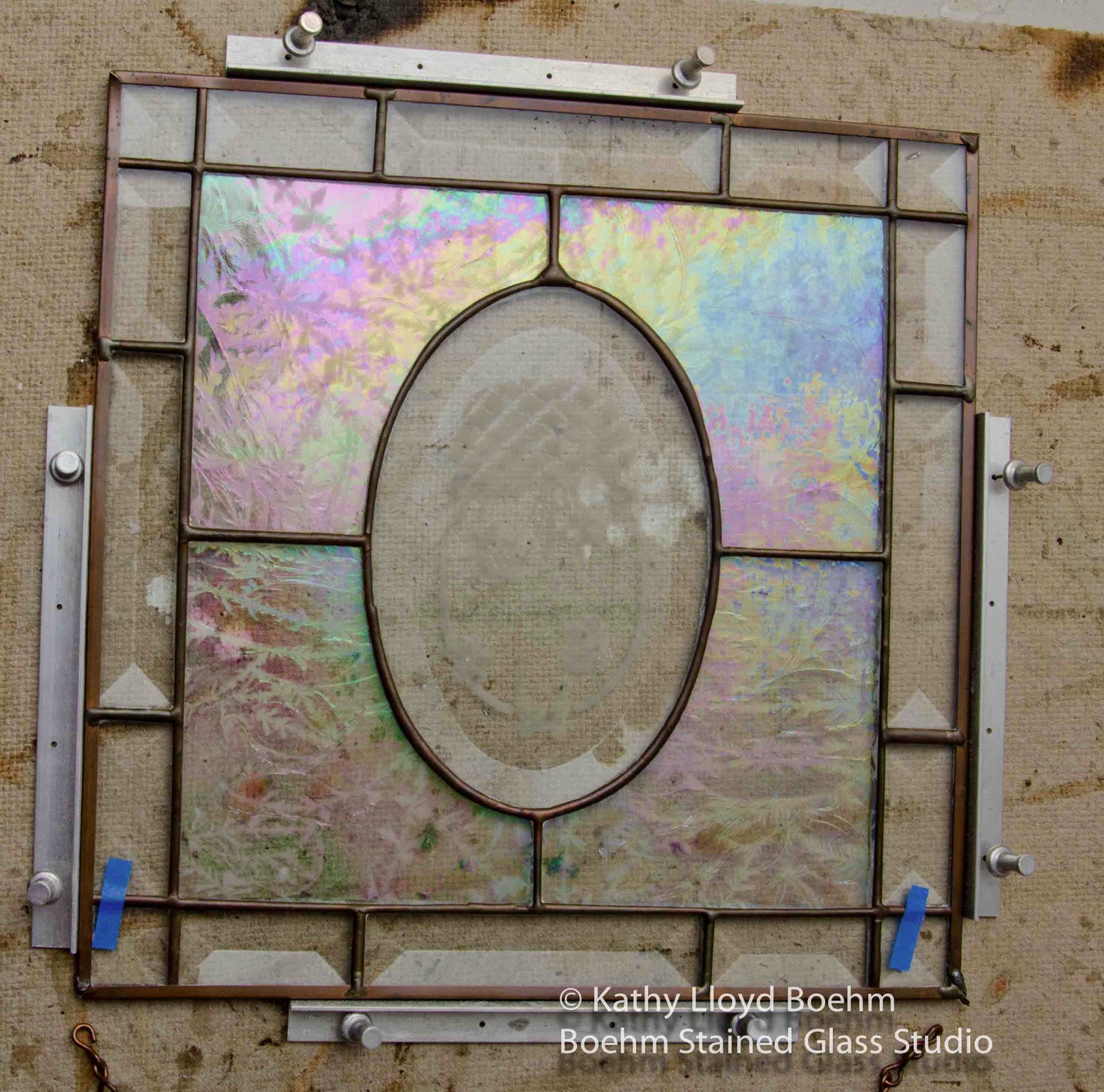 Boehm Stained Glass Blog Adding hooks to small stained glass panel