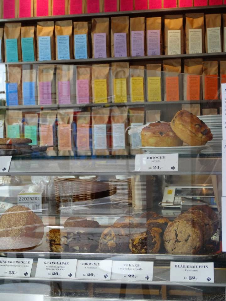 Kaffebrenneriet Cafe in Oslo Kaffebrenneriet Cafe in Oslo, pastry and coffee selection