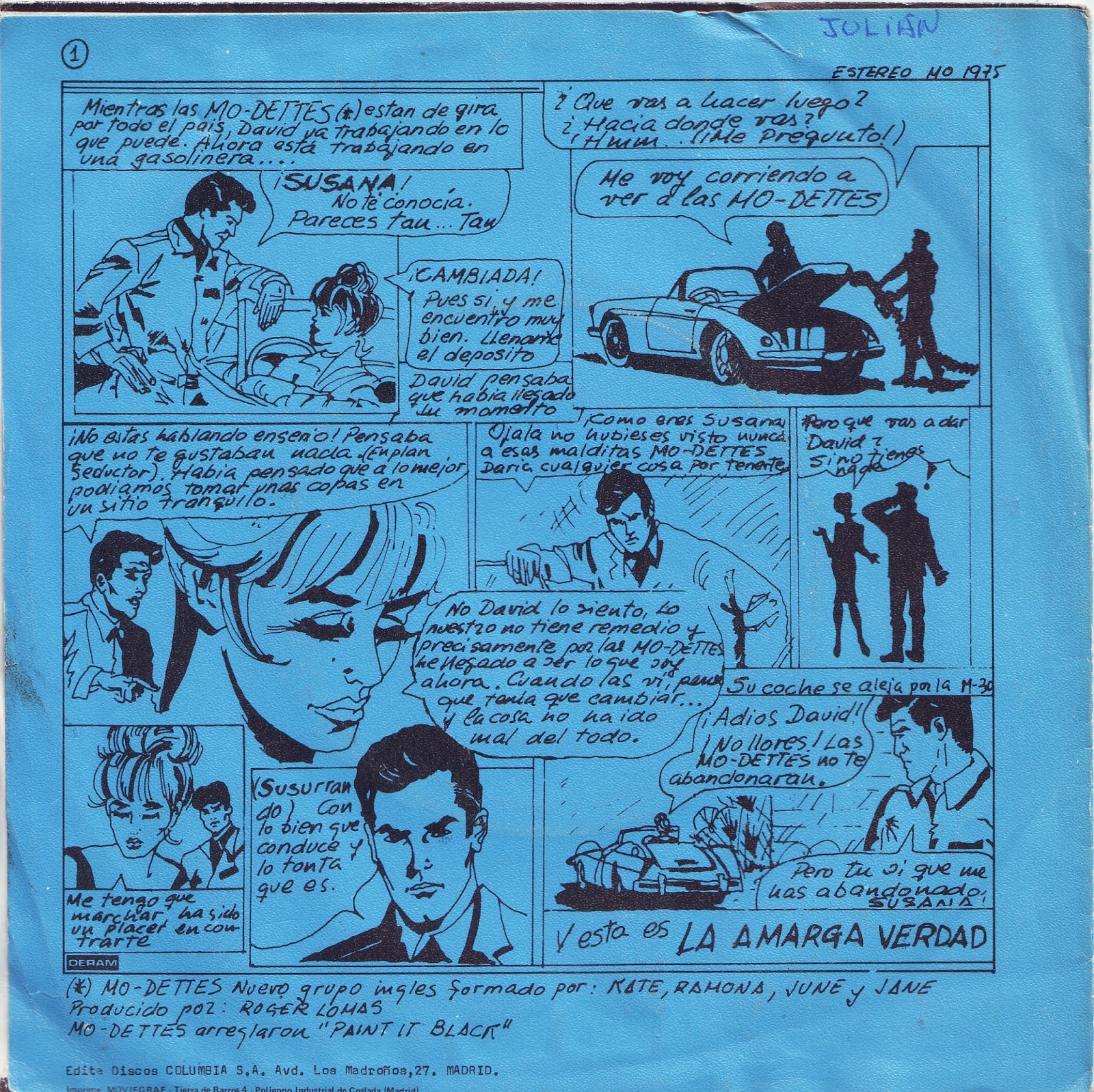 SPANISH BOMBS Modettes Paint it black 7" 1980