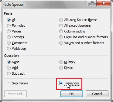 Transpose Excel table Transpose Excel table