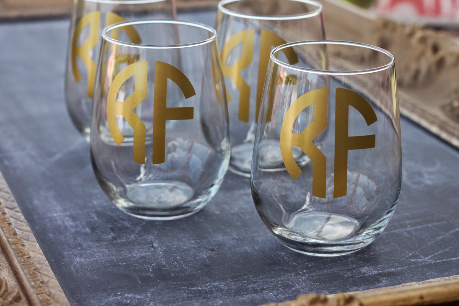 Nellie & Phoeb's DIY Monogrammed Wine Glass Gift