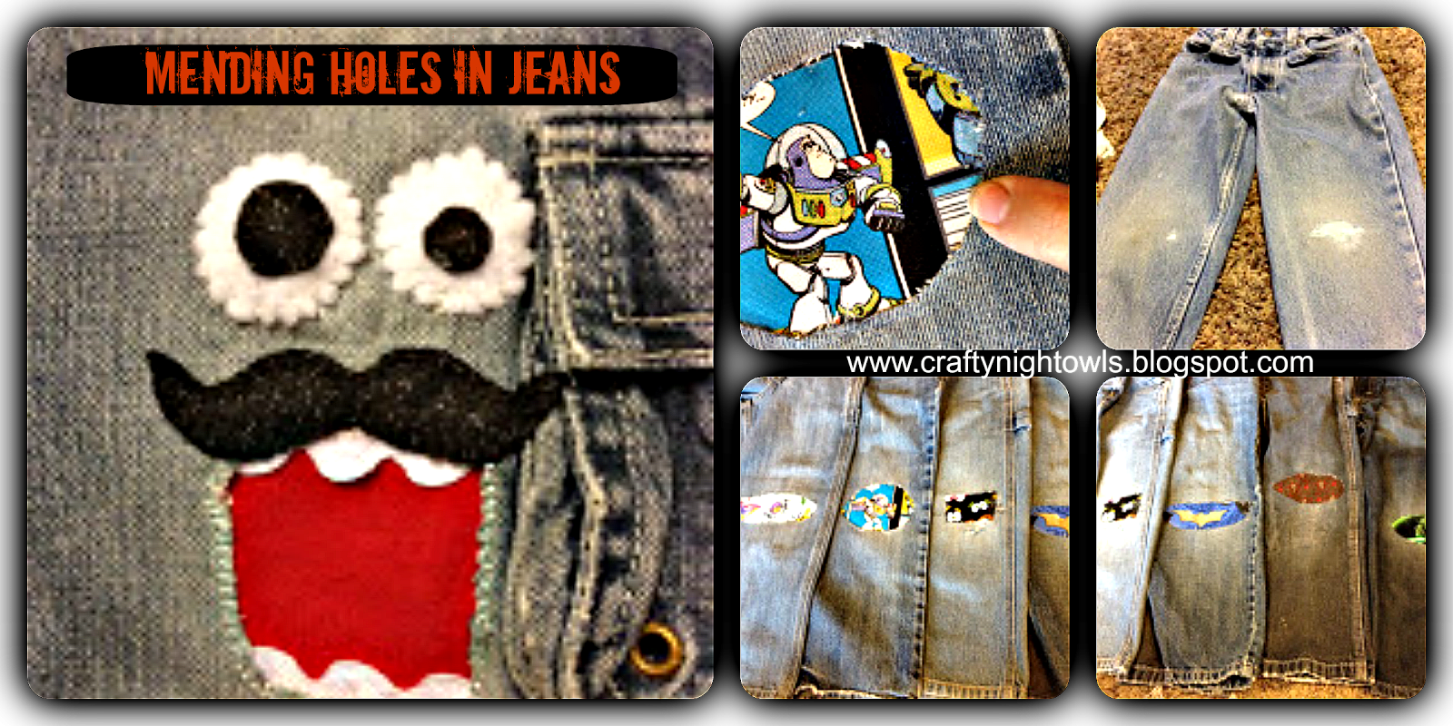 Crafty Night Owls Mending Holy Jeans Fun and Practical