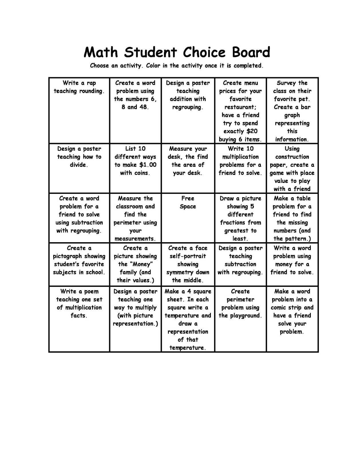 Choice Board Packet! - Hillary's Teaching Adventures
