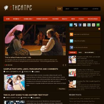 eTheater blog template. template image slider blog. magazine blogger template style