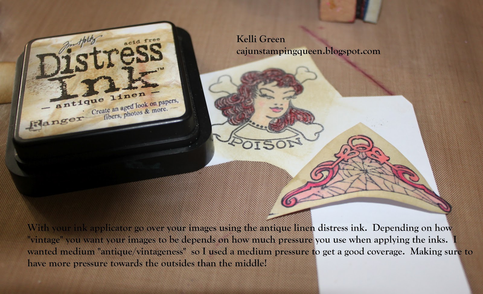Bombshell Stamps Blog Faux antique/vintage with distress inks