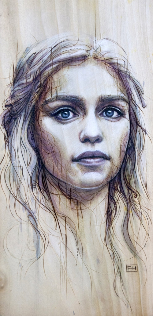01-Daenerys-Targaryen-Emilia-Clarke-Fay-Helfer-Pyrography-Game-of-Thrones-and-other-Paintings-www-designstack-co